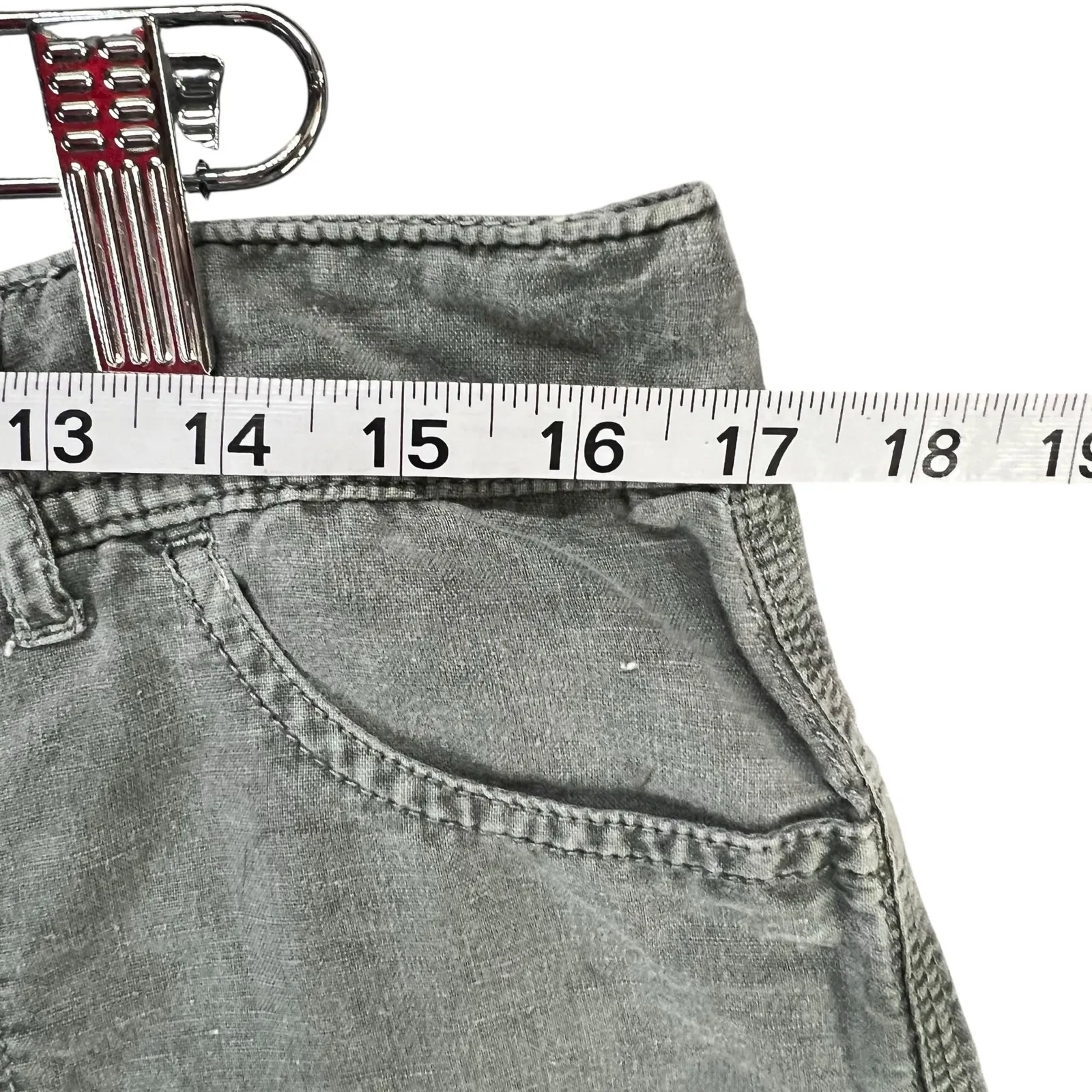 American Eagle Outfitters Y2K Micro Shorts Womens 8 Gray Linen Cotton Booty - Image 6