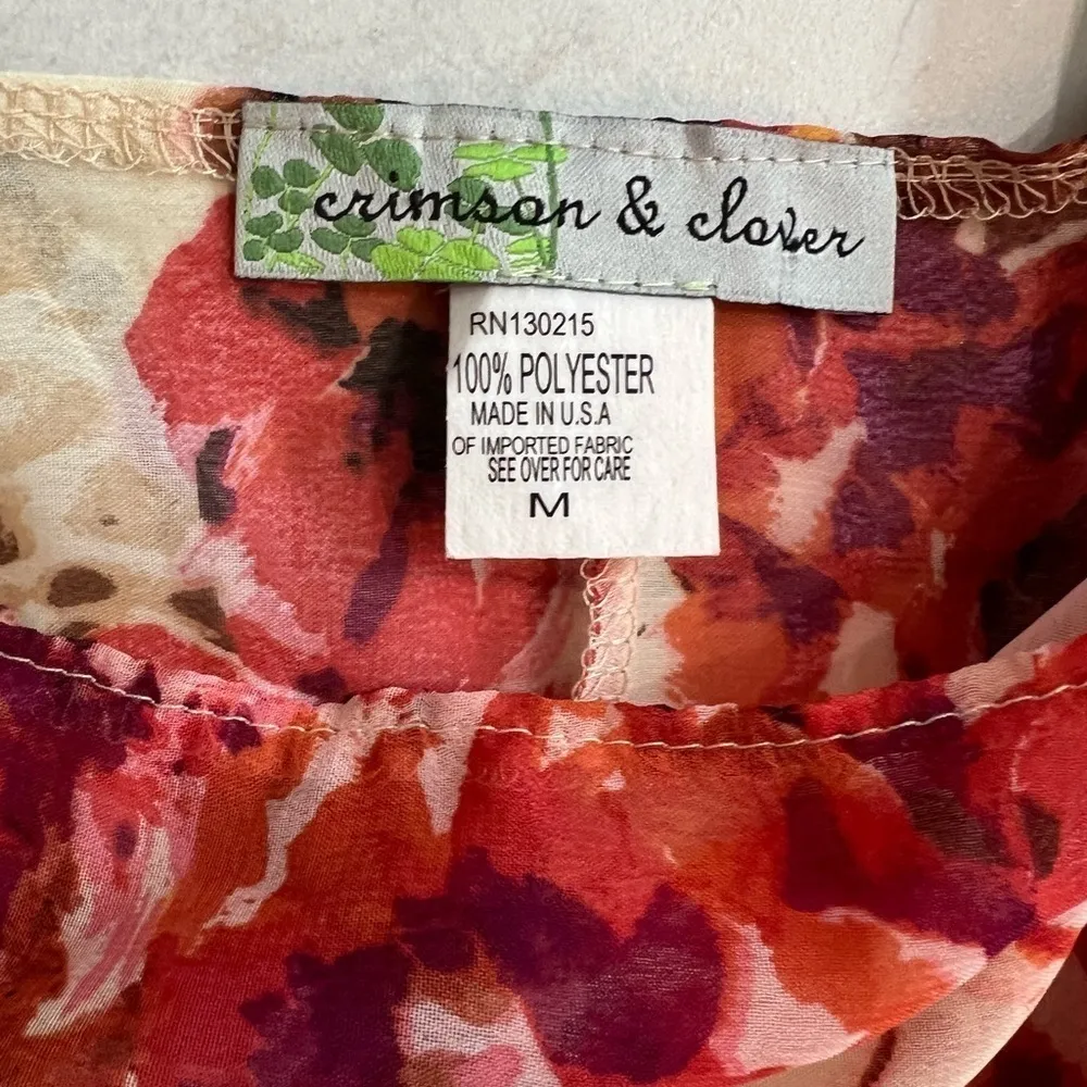 Crimson & Clover sheer floral overlay blouse, size M. EUC - Image 7