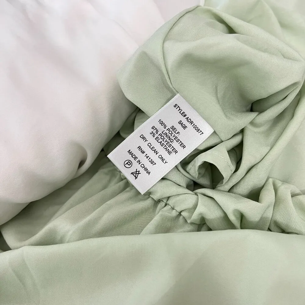 ASTR The Label Tiered Midi Dress Size Medium Women's Sage Green Bubble Sleeve - Image 7