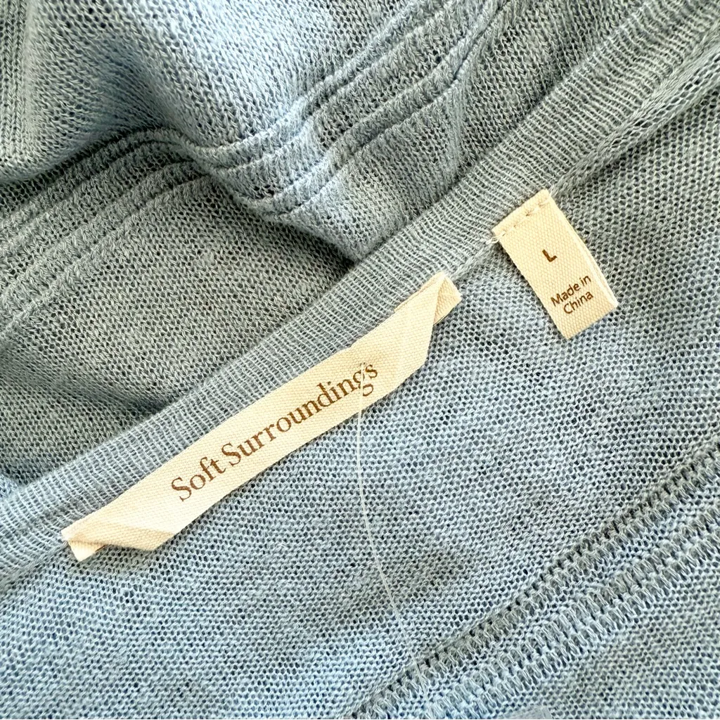 Soft Surroundings Linen Button Up Cardigan Blue Sz L NWT - Image 7