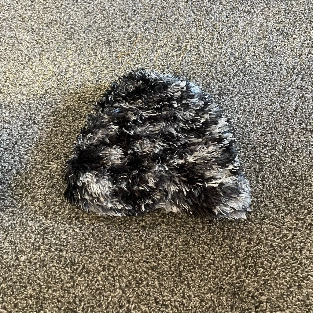 Fluffy furry Black and Gray Scarf Hat Gloves Winter Gear Set - Image 2