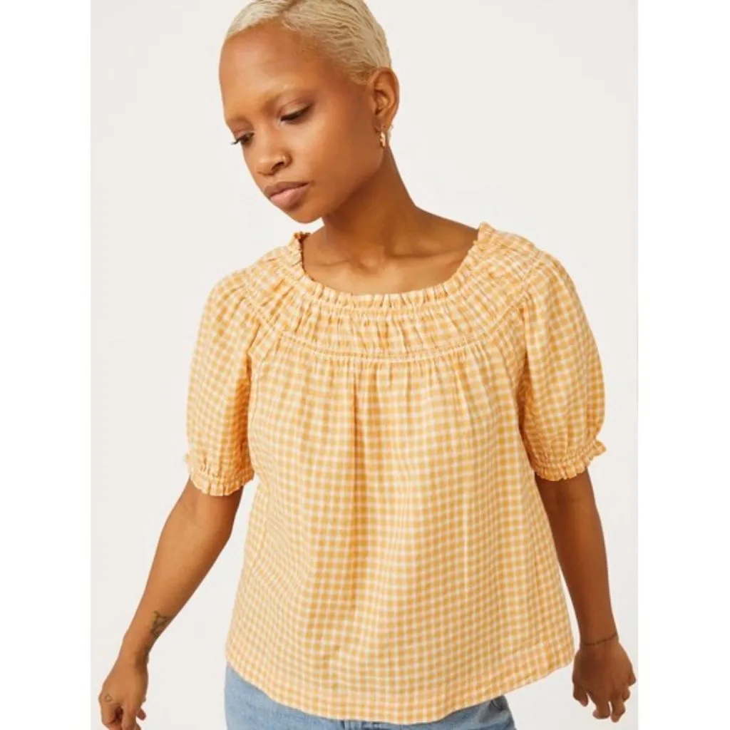 Bundle of 2 Free Assembly Orange & Yellow Gingham Puff Sleeve Tops Size XL - Image 8