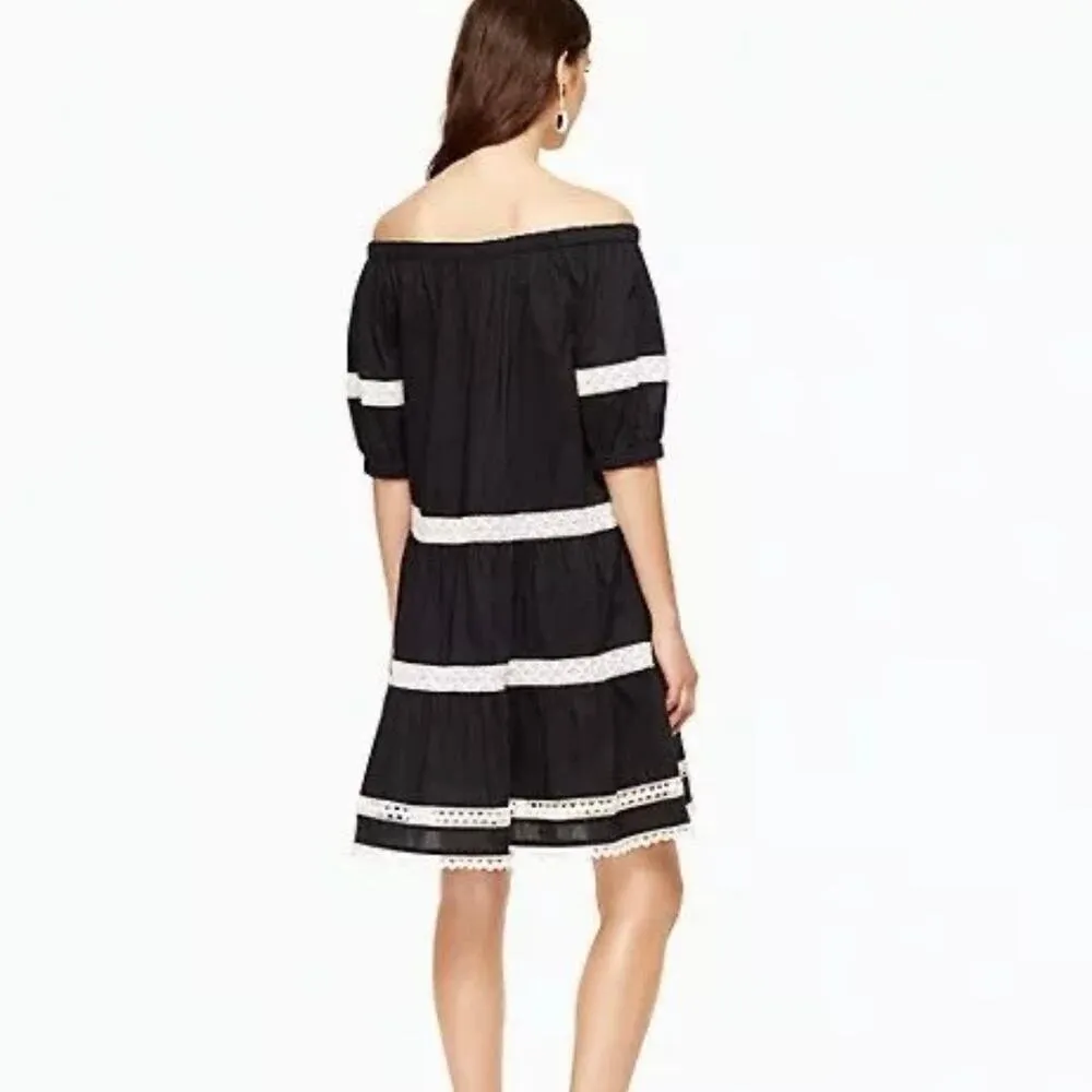 NWT Broom Street X Kate Spade Poplin Off Shoulder Dress Black & White Size XXL - Image 2