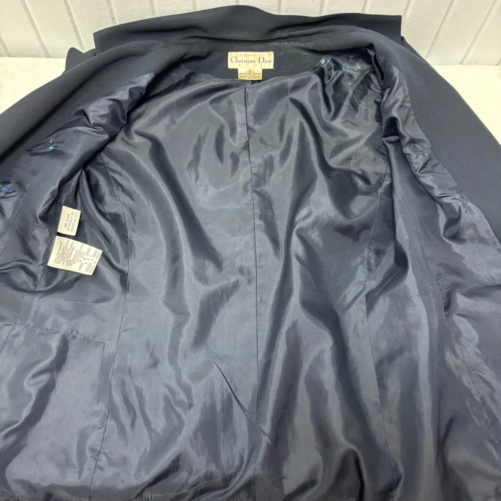 Christian Dior Vintage Midnight Blue Blazer with Elegant Gold buttons Size 8 - Image 8
