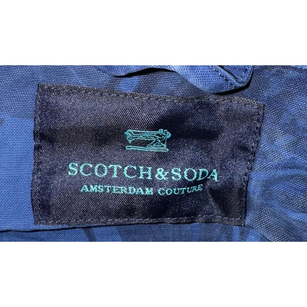 Scotch & Soda Womens LG Jacket Two Toned Blue Tropical Full Zip Quirky Palm Tree - Image 12
