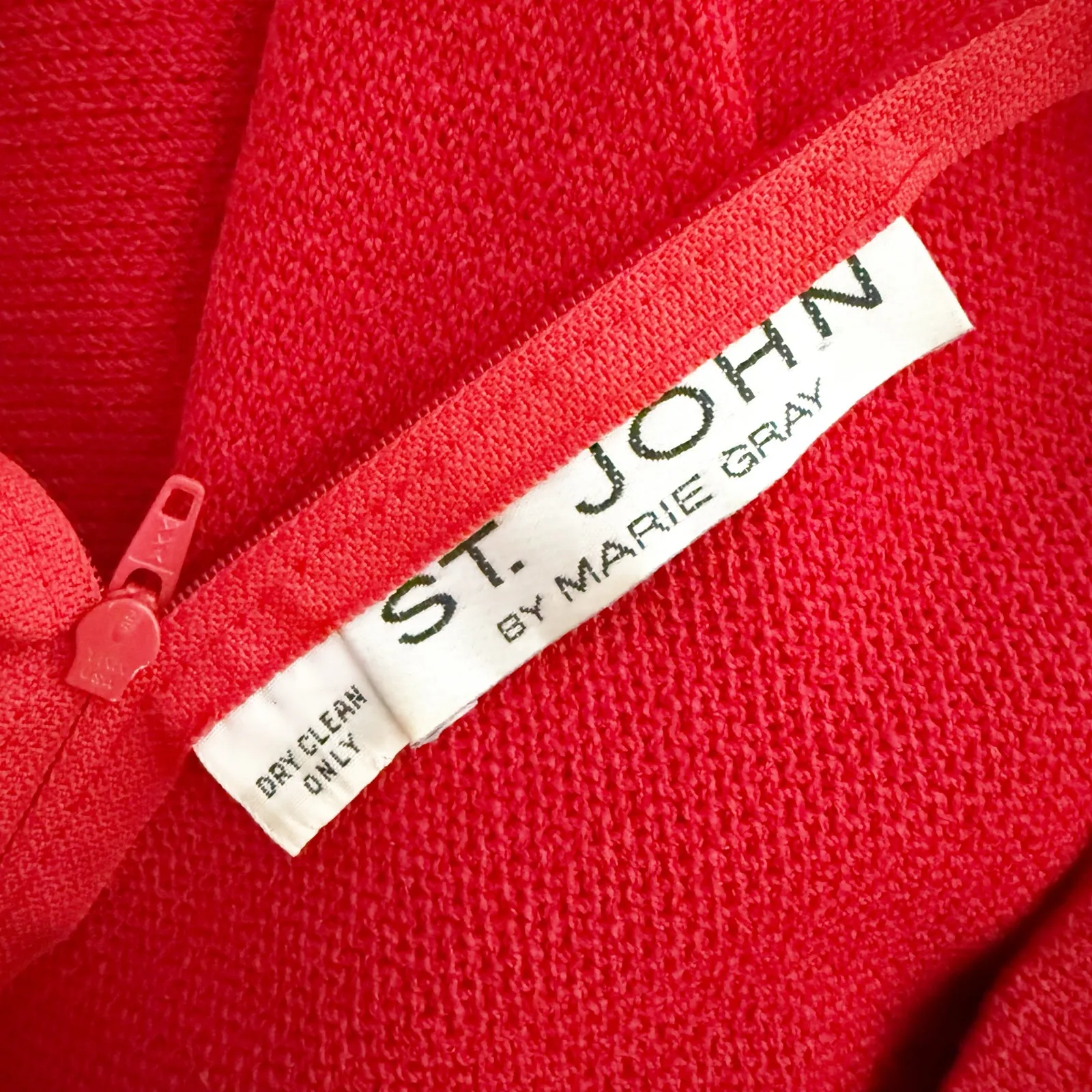 ST. JOHN | Red Knit Dress Pearl Button Vintage Sweater Mock Neck Long Sleeve | 8 - Image 6