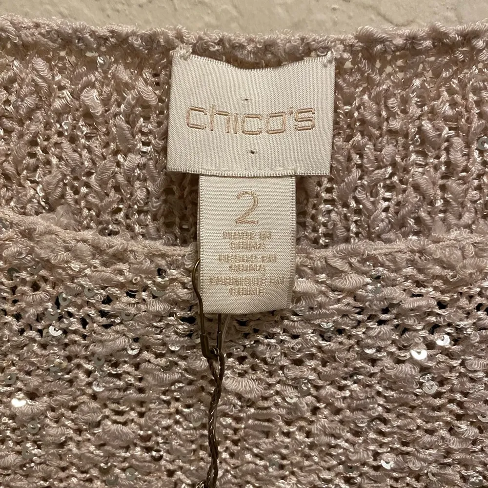 Chico's  Sequin Shine Maya Pullover Sweater In Soft Orchid Size 2 (L) NEW - Image 5