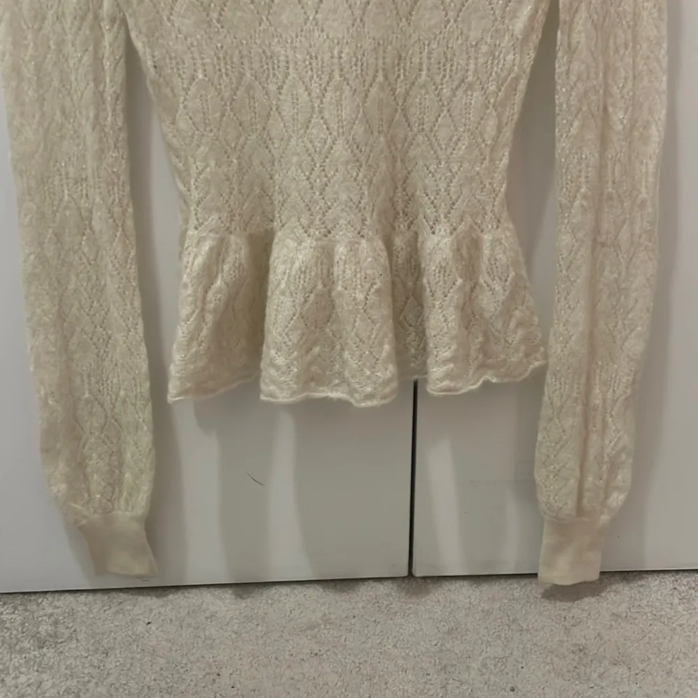 Intermix Cream Ruffle Turtleneck Knit Sweater Size XS - Image 3