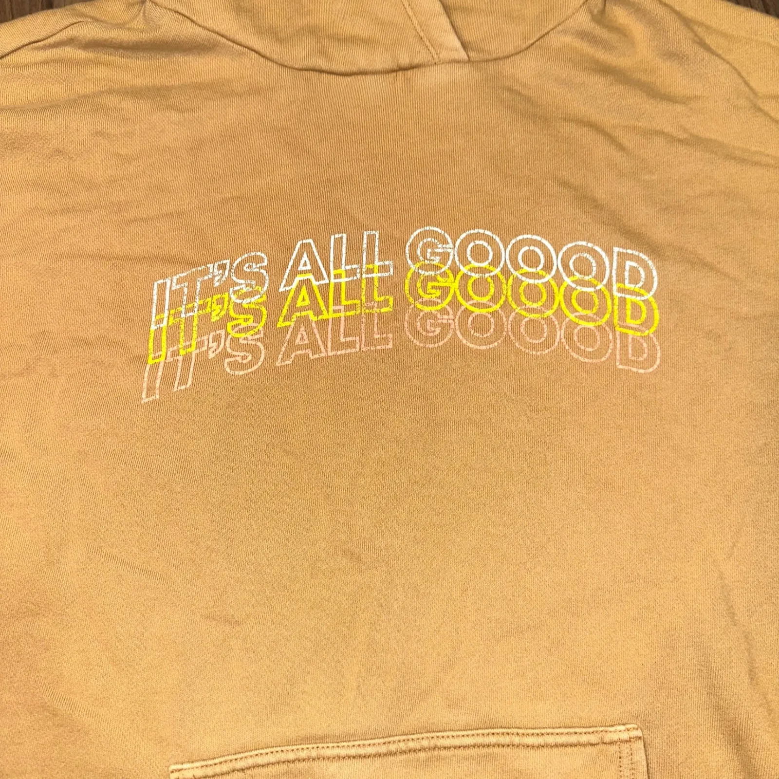 Offline by Aerie oversize Womens Hoodie Sweatshirt It's All Good beige Yellow XL - Image 2