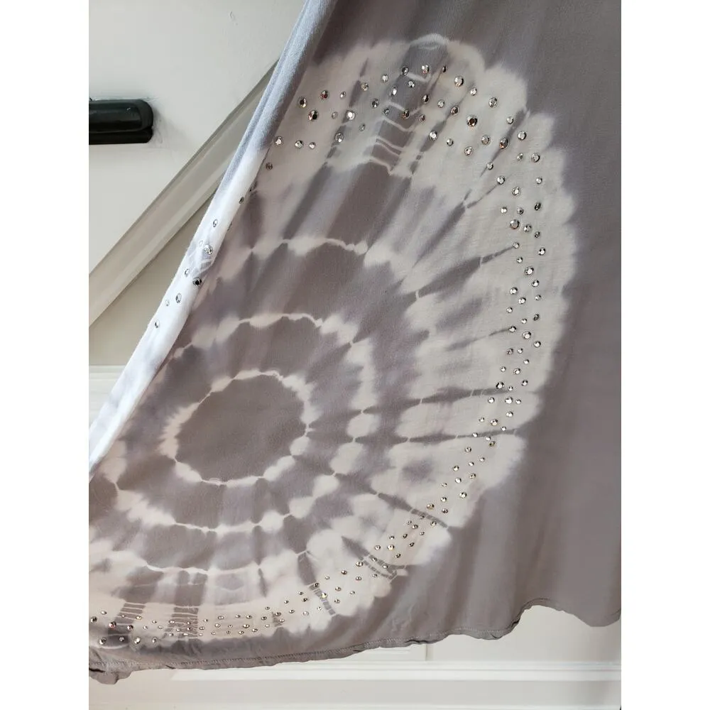 INC International Concepts Skirt Women Large Gray Tie Dye Beaded Floor Length - Image 9