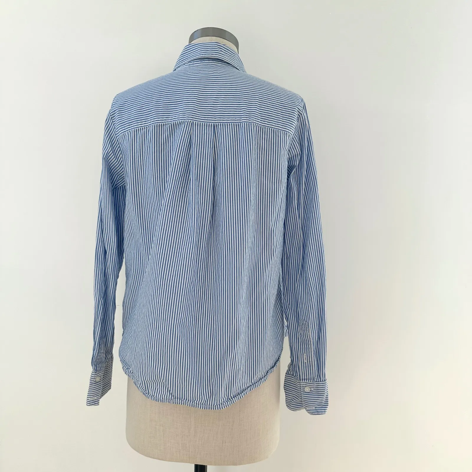 BODEN Blue Sienna White Stripe Button Up Shirt Women US 4 Classic Fit Cotton - Image 6