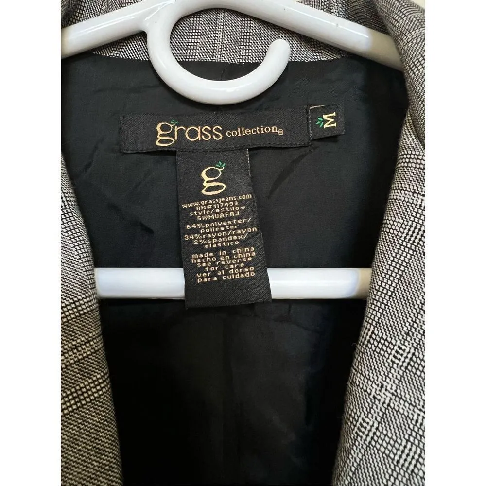 Grass Collection Heather Gray Checkered Fitted Blazer Jacket M vintage Y2K 2000s - Image 5