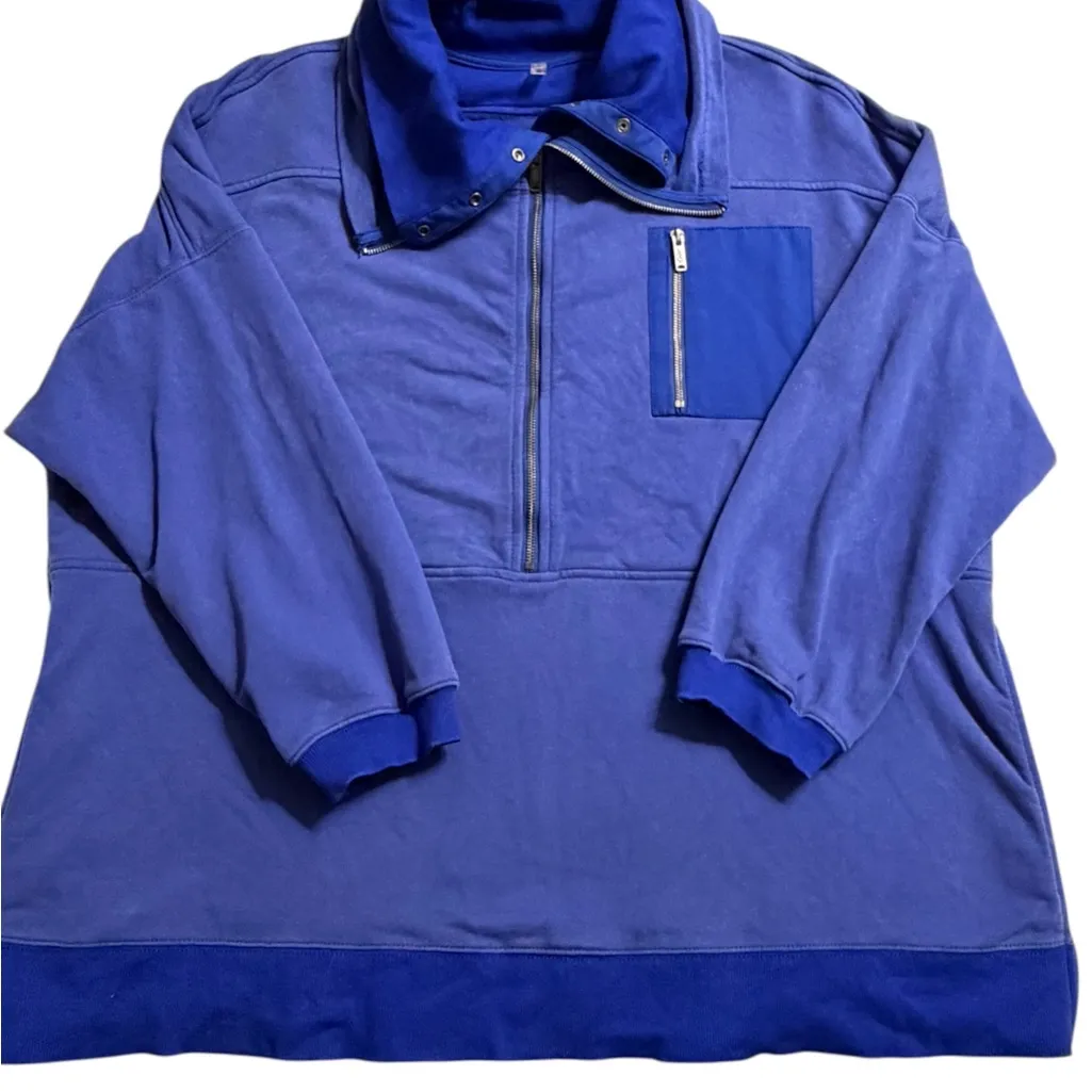 FREE PEOPLE Movement Venture Pullover Heavy Sweatshirt; blue; size Large Blue - Image 4