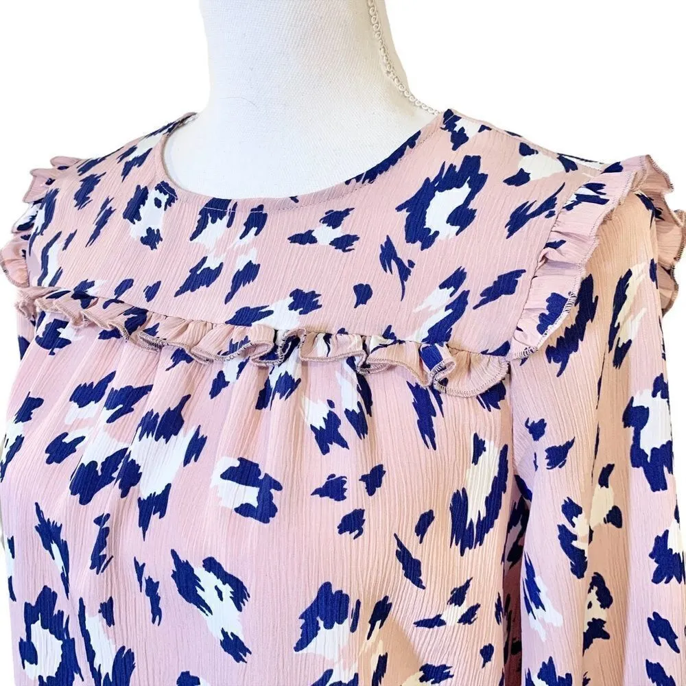 WOMEN’S Juicy Couture Pink Animal Print Frill Top - Image 2