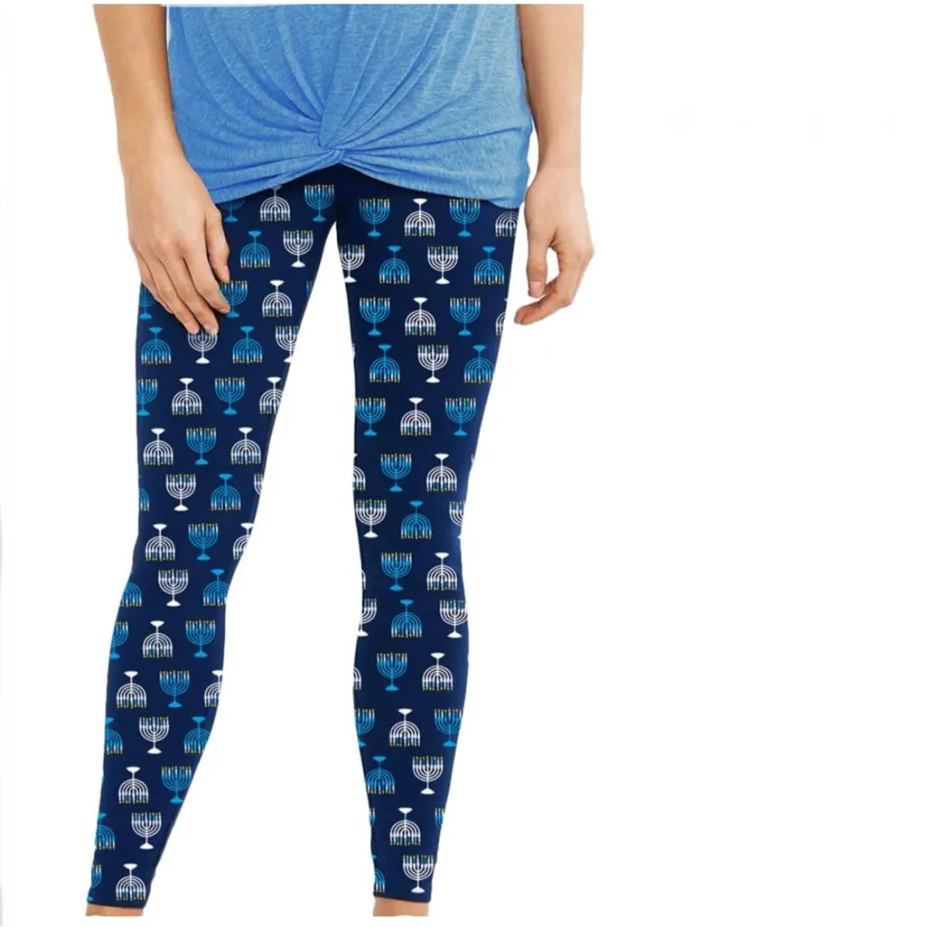 Chanukah Leggings, Adult, One Size, Hanukkah (Menorah Design) nwt Size undefined - Image 3