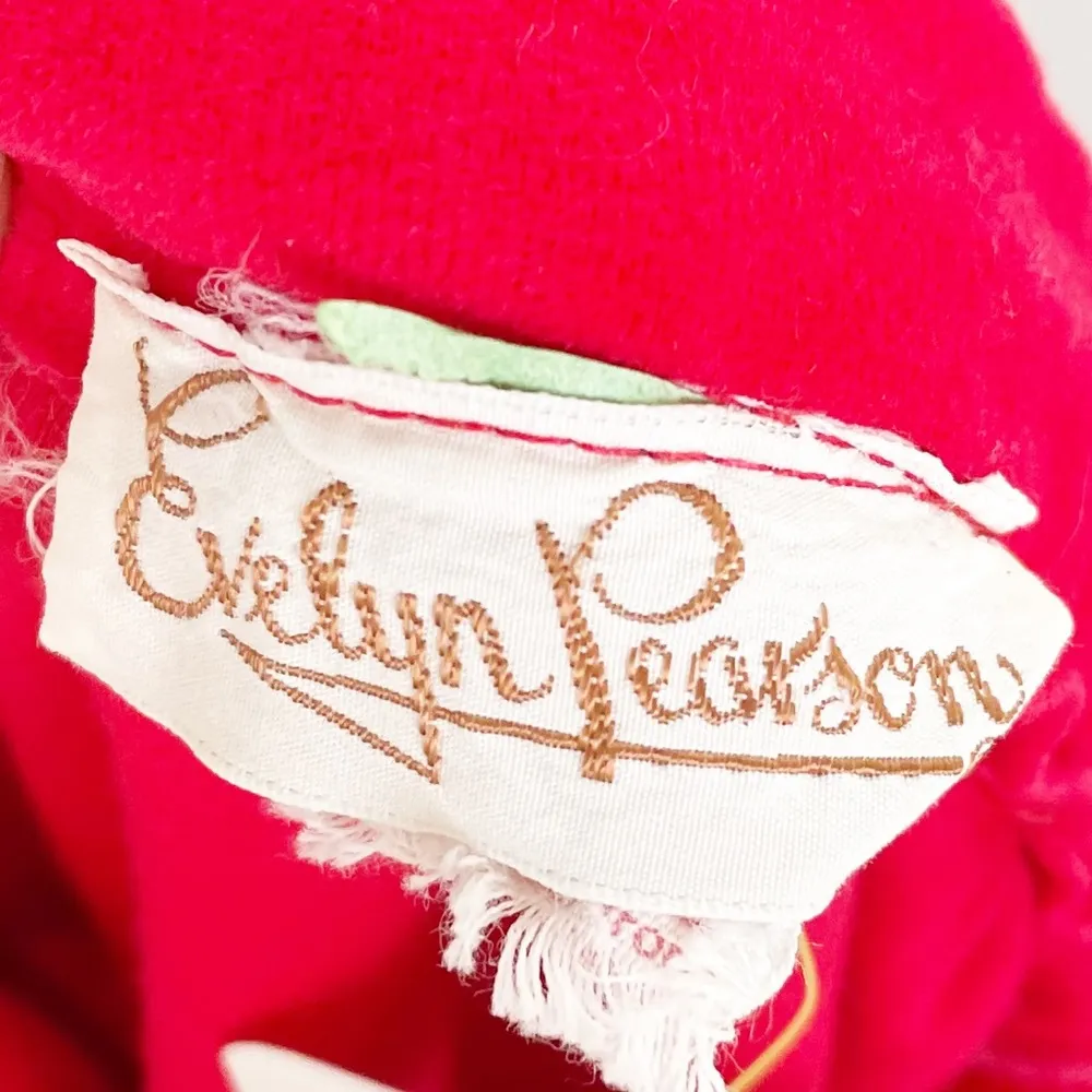 Vintage 1970s Velvety Soft Red Floral Embroidered Maxi Skirt by Evelyn Pearson Size M - Image 7