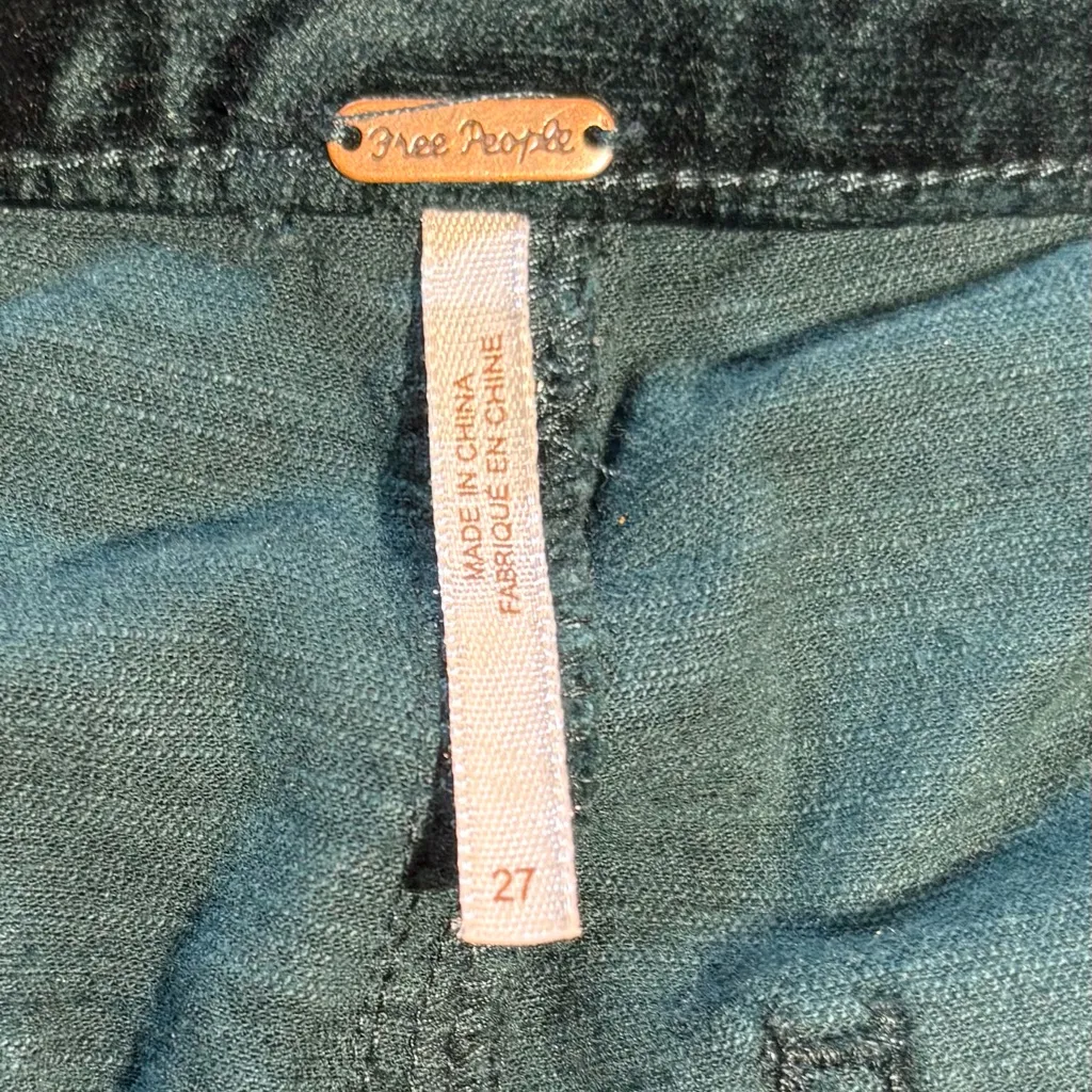 Free People High Time Velvet Kick Flare Pants – Jewel Green Boot Crop Sz 27💛 - Image 8