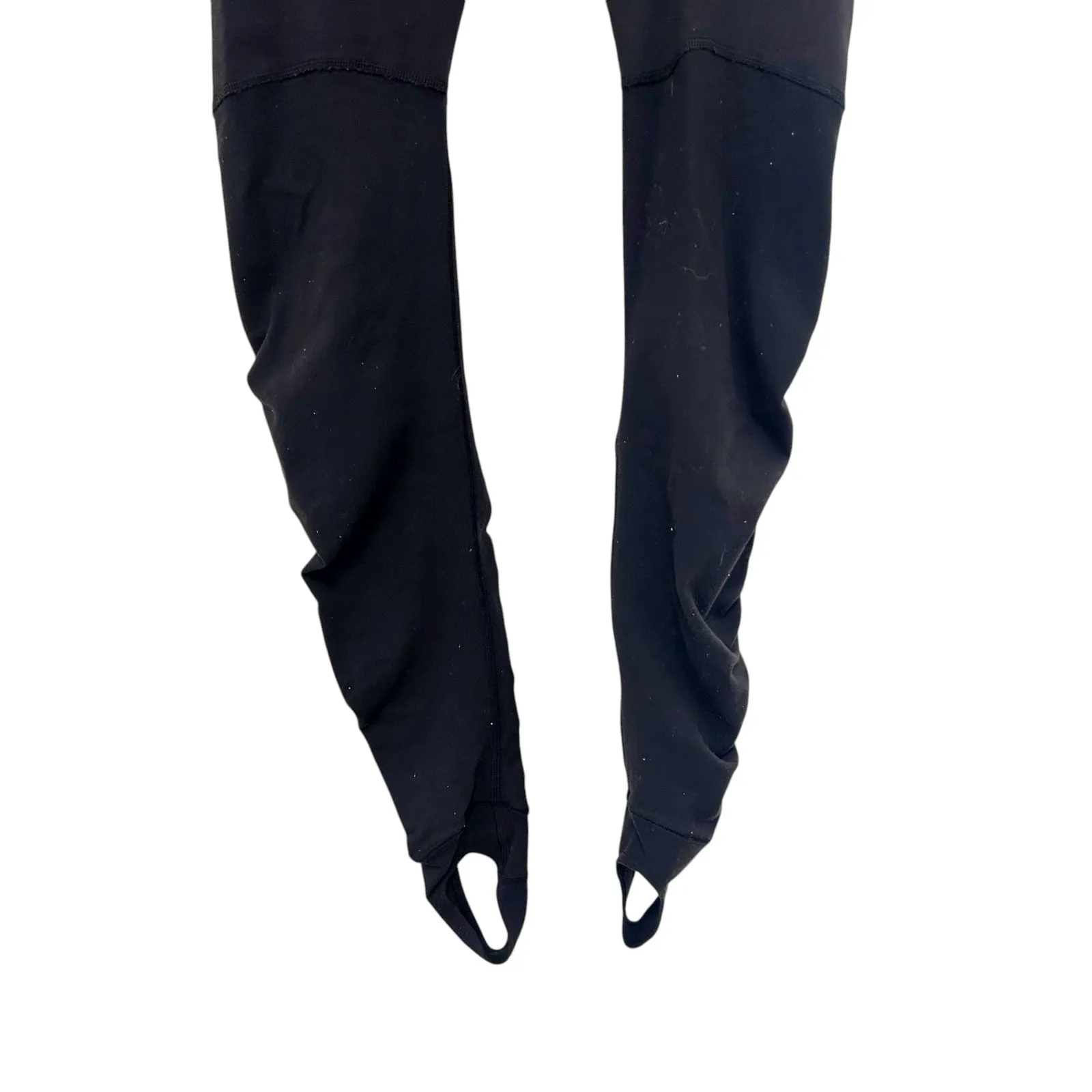 Lululemon Black Ruched Leg Stirrup Leggings Sz 6 - Image 4