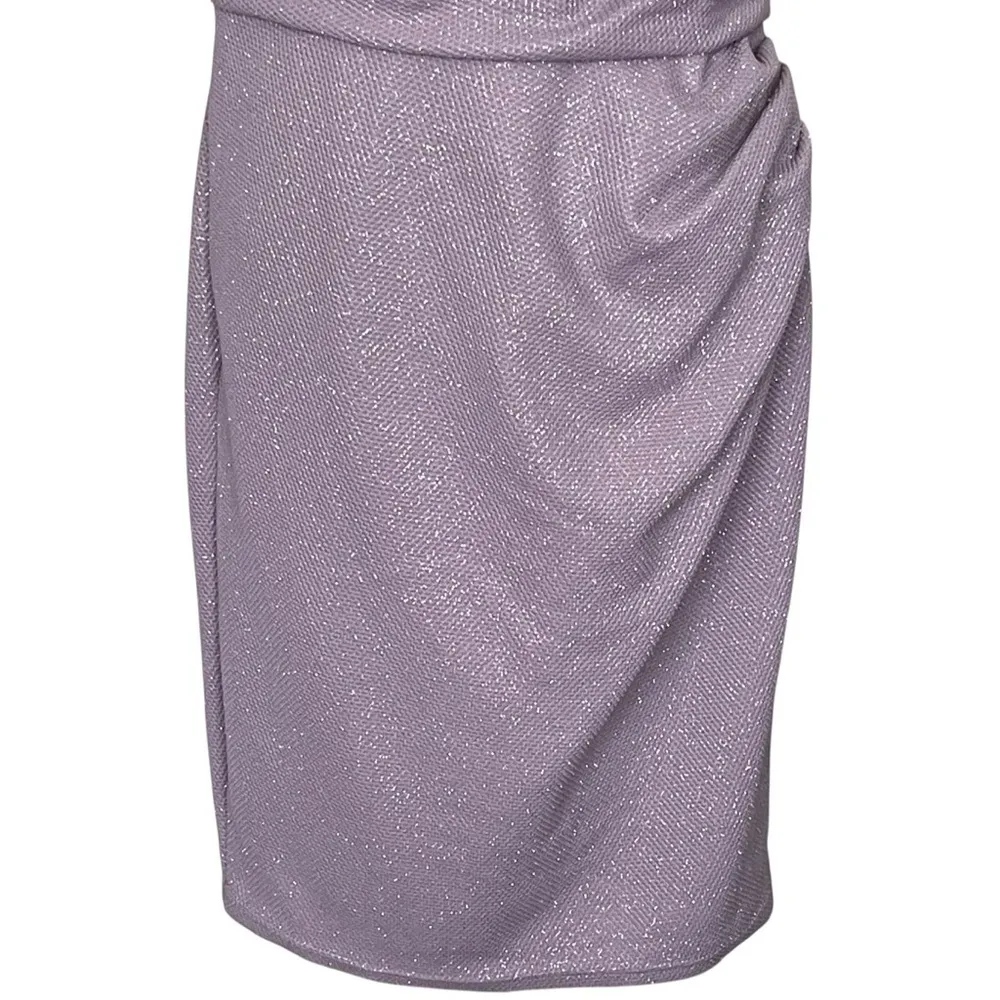 David’s Bridal Oleg Cassini Off The Shoulders Glitter Knit Sheath Dress Size 14 - Image 5