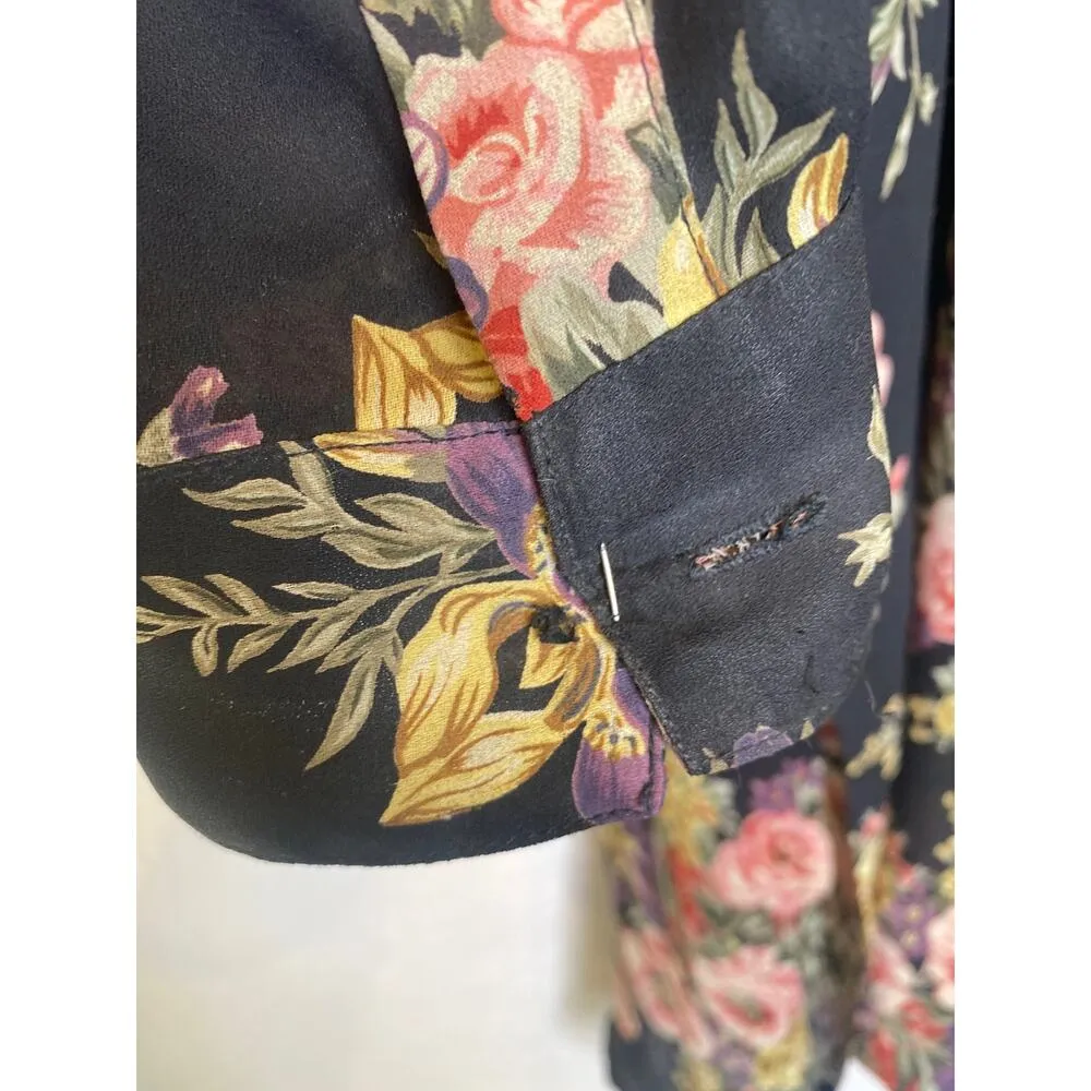 Express Vintage 90’s Sheer Floral High Low Long Sleeve Button Down Tunic Sz M - Image 6