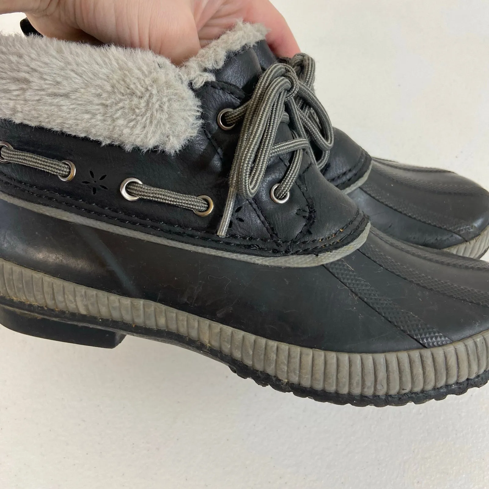 J Sport by Jambu women's gray rubber lace up faux fur lined winter duck boots 6 - Image 7