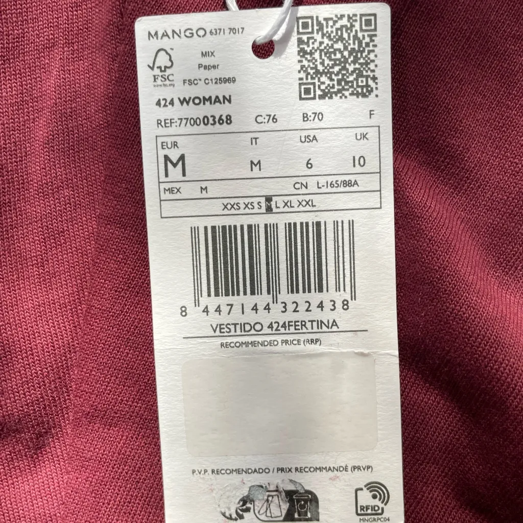 MNG Mango Knot Front Sleeveless Midi Dress Maroon Size 6 - Image 4