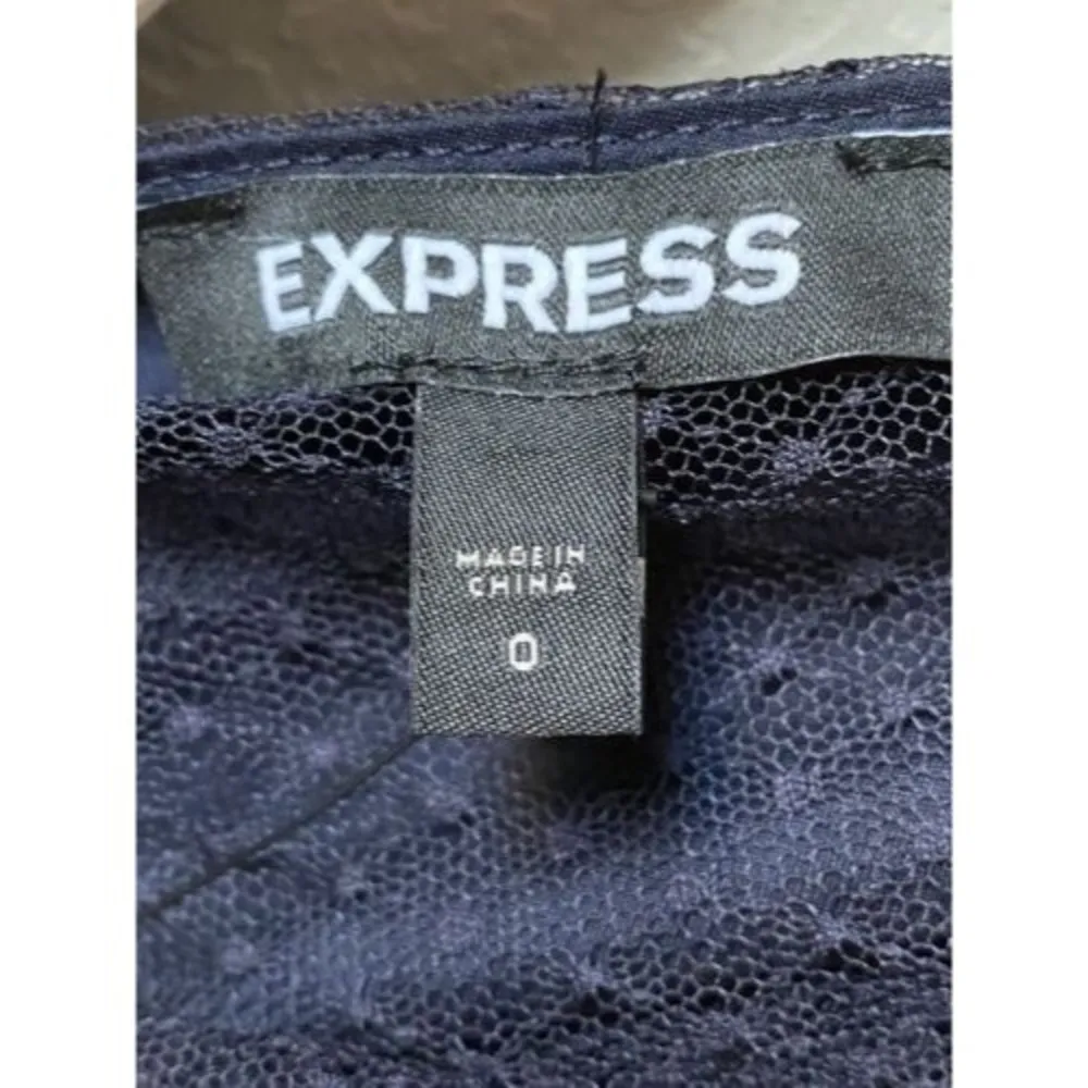 Express Navy Blue Polka Dot Tulle Full Skirt Sleeveless Midi slip Dress y2k sz 0 - Image 4