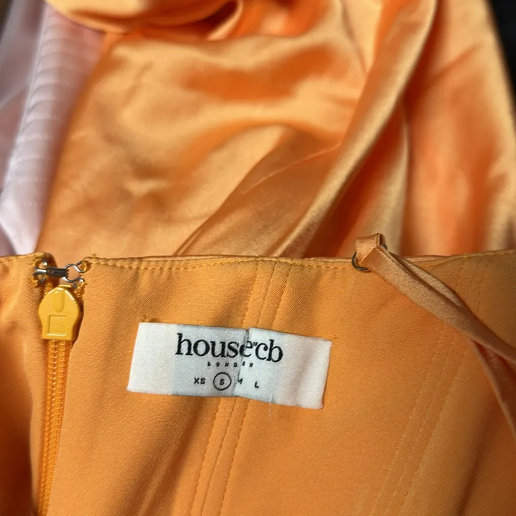 HOUSE OF CB 'Myrna' Tangerine Satin Corset‎ Midi Dress NWOT Size S - Image 7