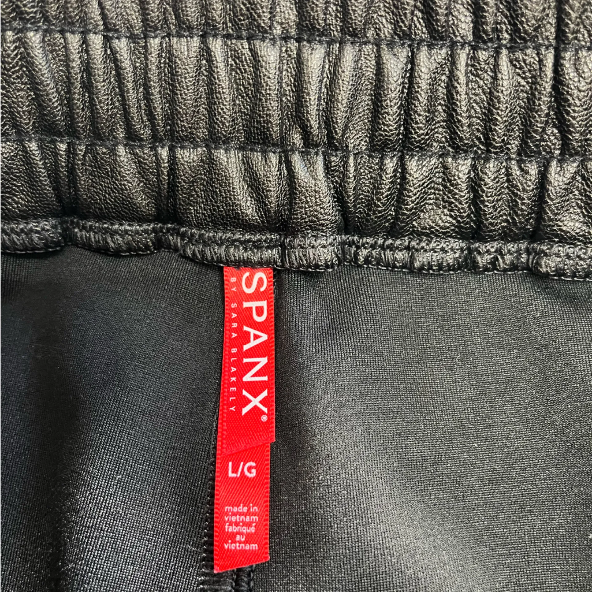 Spanx Faux Leather Black Joggers size Large - Image 6