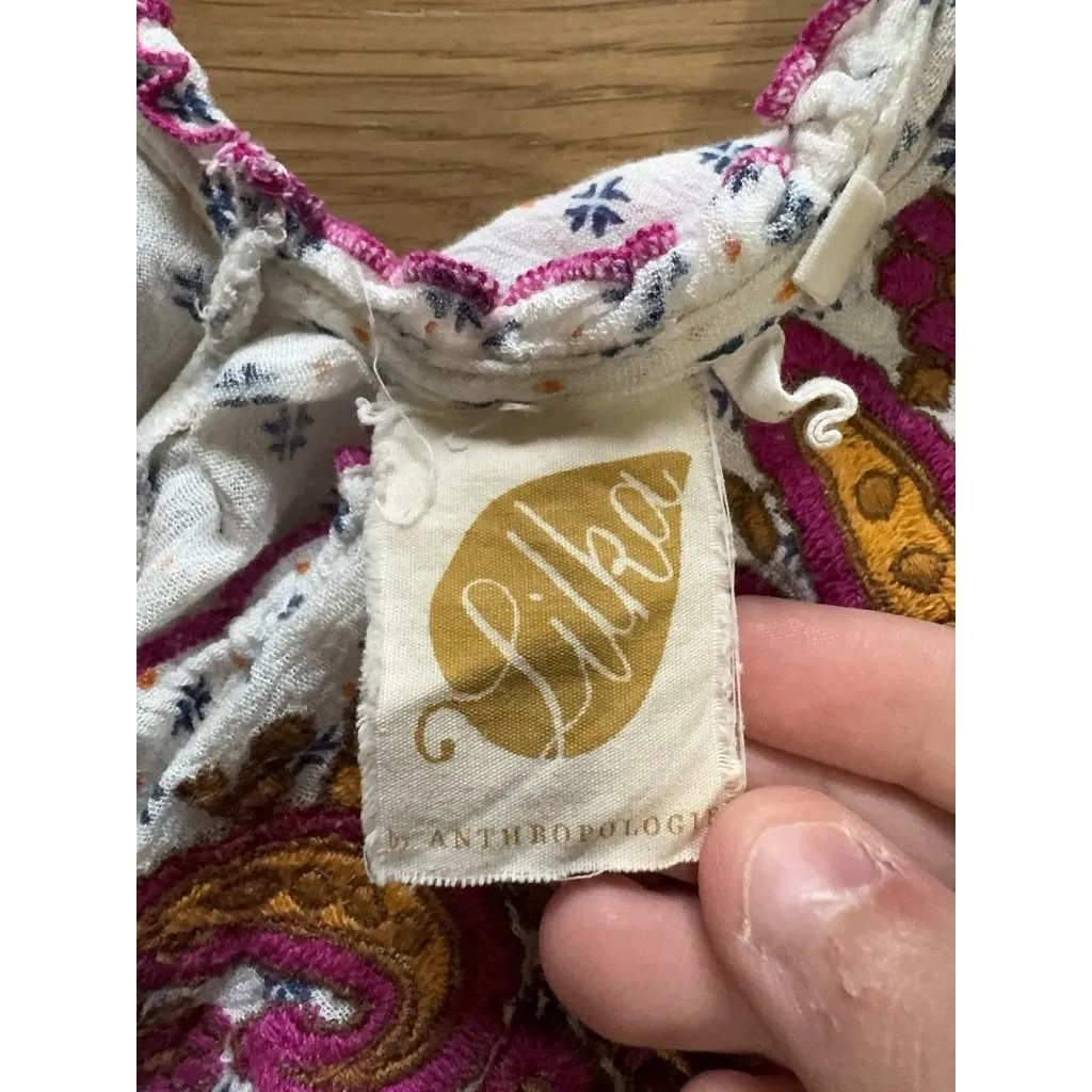 Anthropologie Lilka Maggie Embroidered White Paisley Sleeveless Dress Small Boho - Image 3