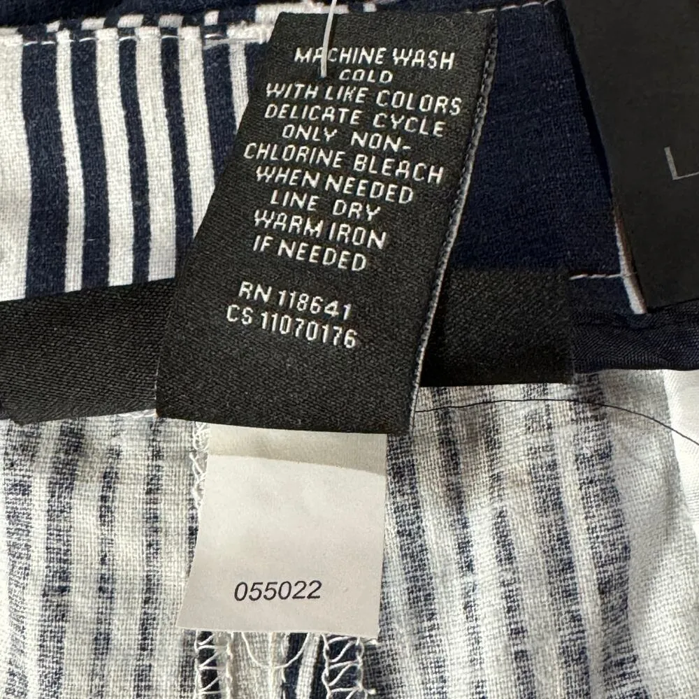 Lane Bryant SZ 16 LONG Lena Classic Trouser Pants Striped Curvy Fit Linen Blend - Image 7