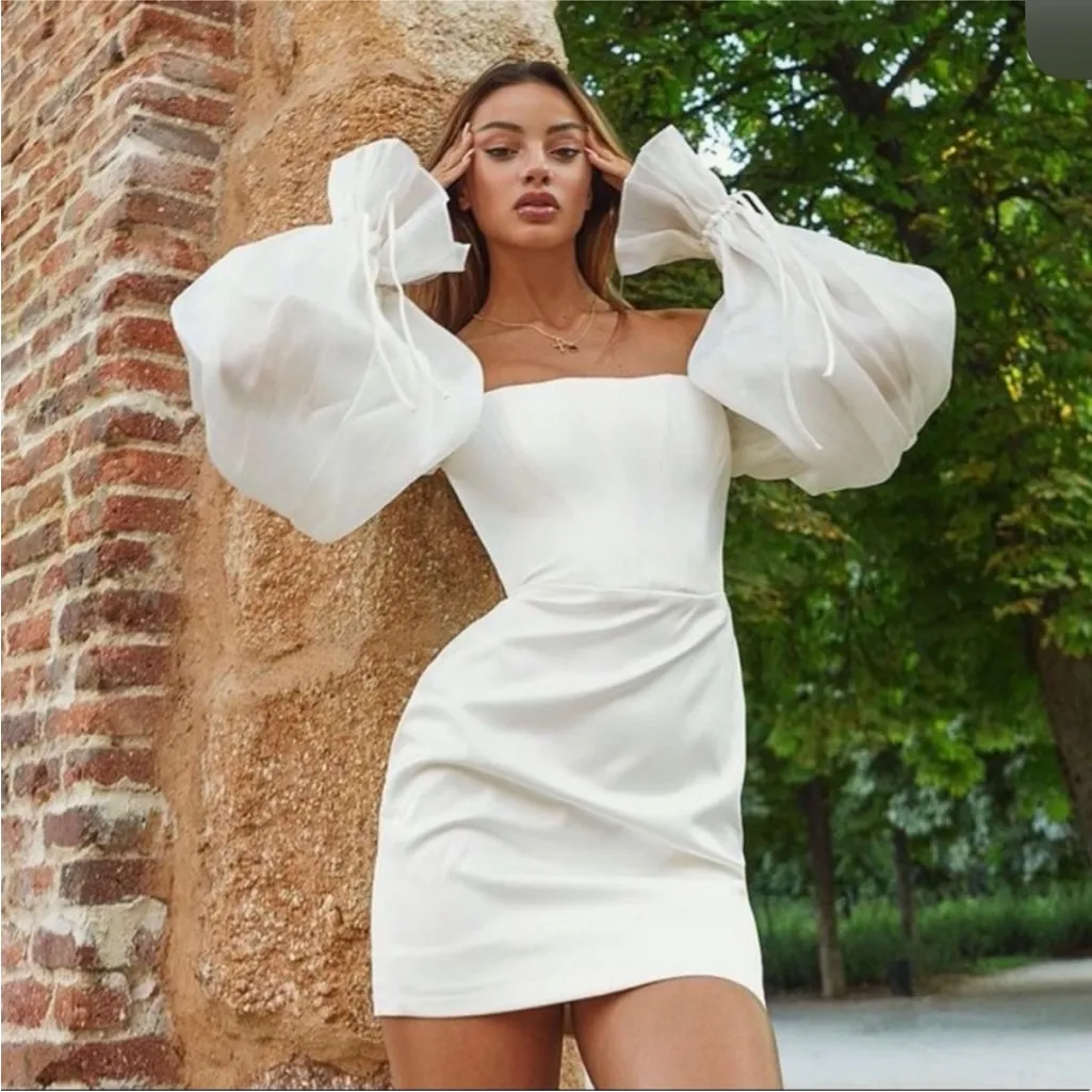 HOUSE OF CB 'Marisa'‎ Ivory Satin Corset Dress mini white NWOT size XS - Image 12