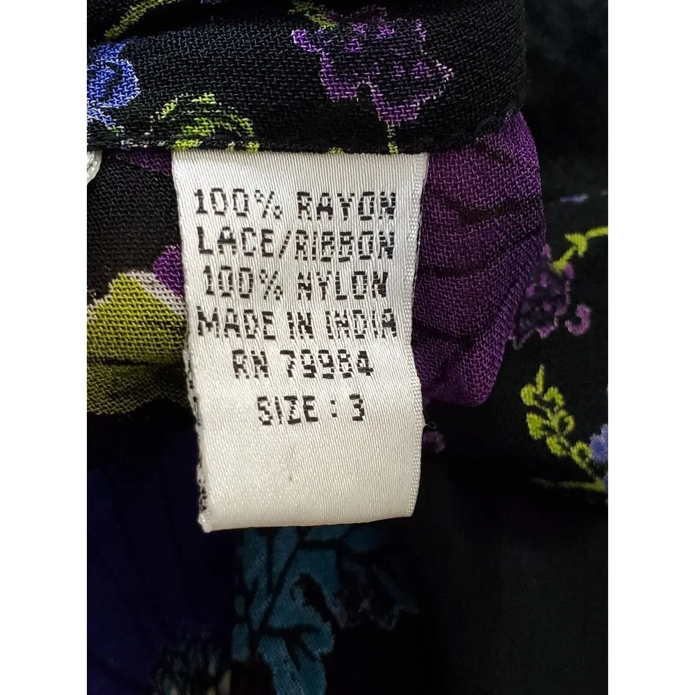 Chico's Women's Black Floral Long Sleeve Collared Long Sleeve Buttons Up Shirt 3 - Image 10