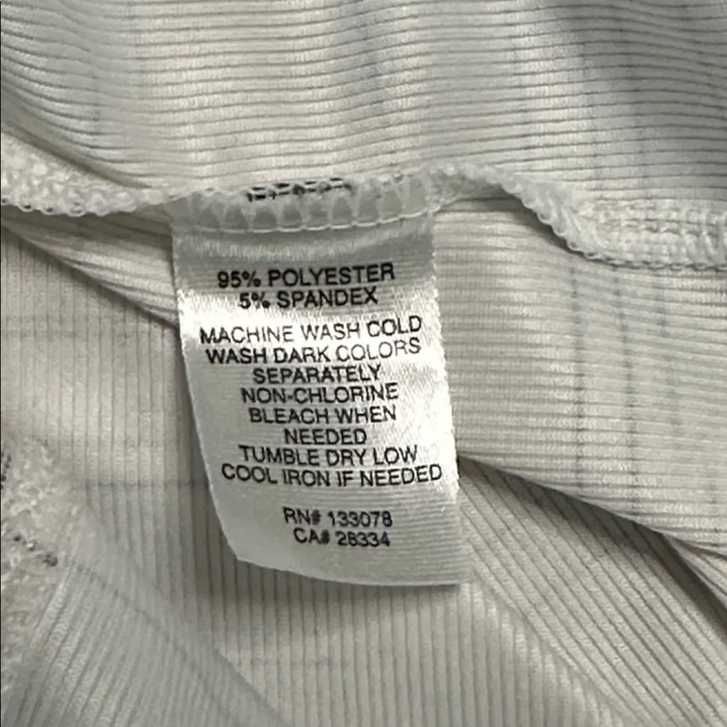 Lucky in Love Royale Stripe Rib Tennis Tank Top White Orange Size Small - Image 9