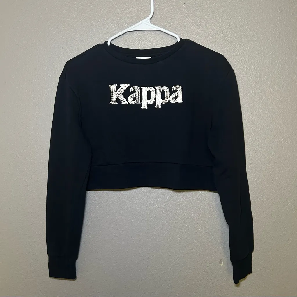 Kappa Authentic Gobret black sequins cropped pullover sweater women’s size small - Image 3