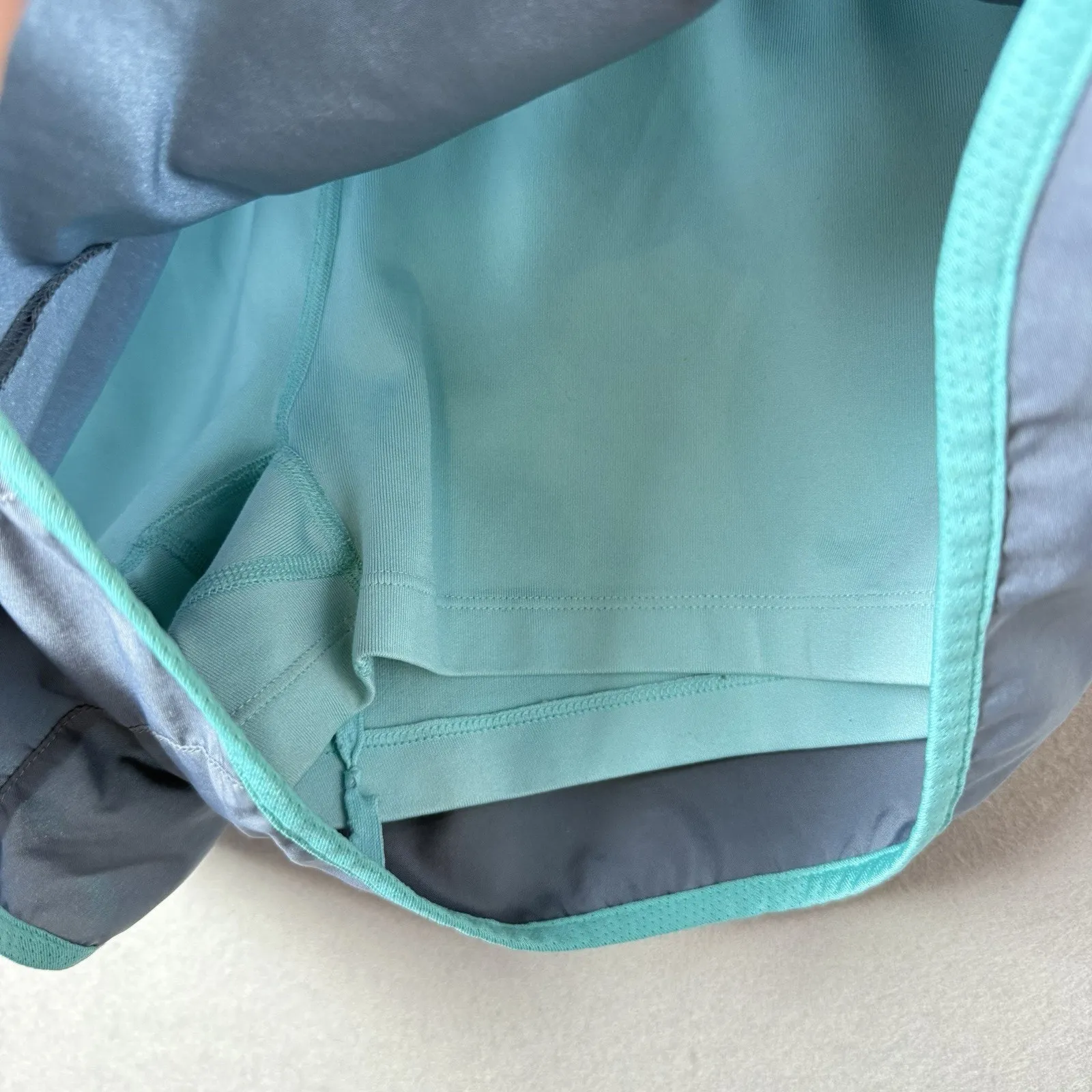 Nike Gym Shorts Dri Fit Lined Running Athletic Gray And Blue Built In Spandex XL - Image 4