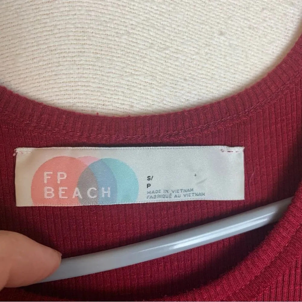 Free People Beach women's small red ribbed dress racerback LA nite mini - Image 4