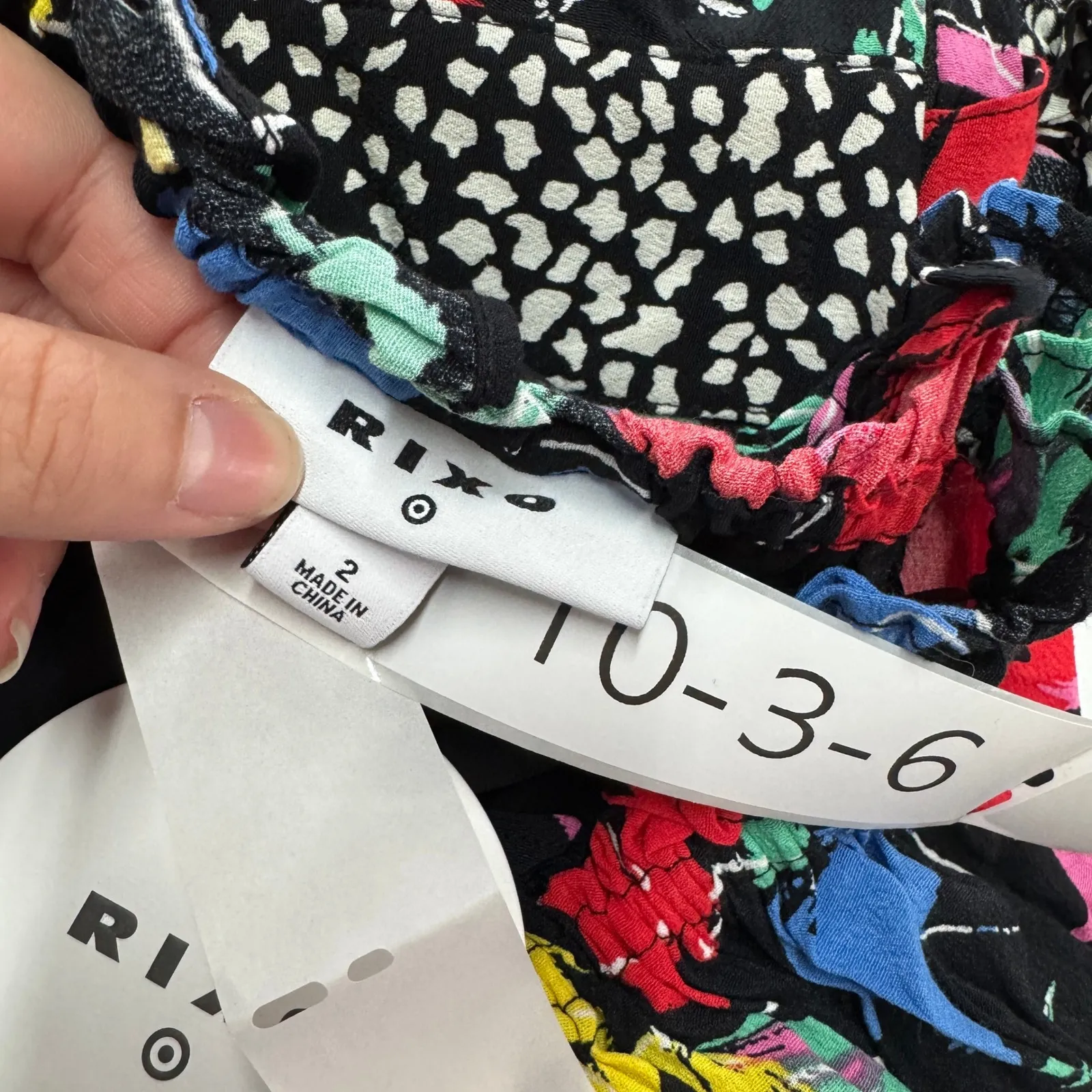 RIXO Dress‎ Womens Size 2 Black Floral Print Off Shoulder Puff Sleeve Maxi - Image 6