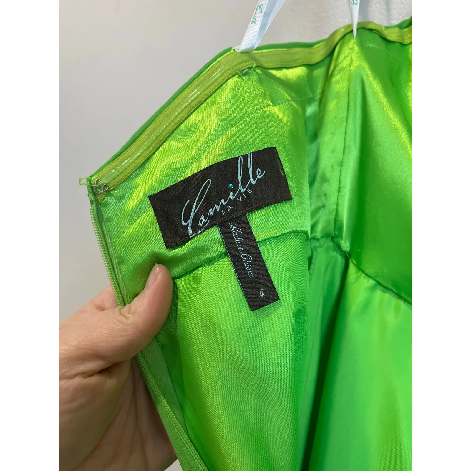 Camille La Vie Green Strapless Prom Gown Beaded Formal Dress Sz 4 - Image 9