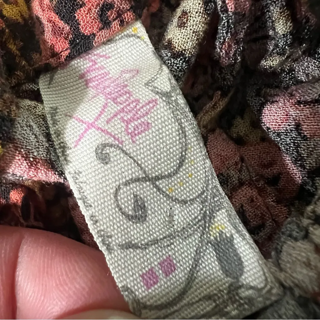 Free People Jenna's Bustier Babydoll Tank floral button front medium pink - Image 6