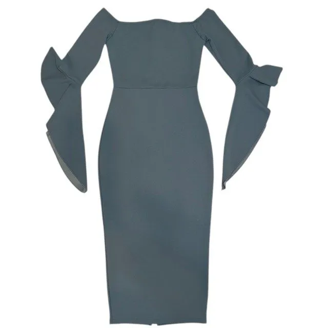 Missguided Bodycon Dress Off Shoulder Bell Sleeve‎ Cocktail Party Dress US Sz 1 - Image 3