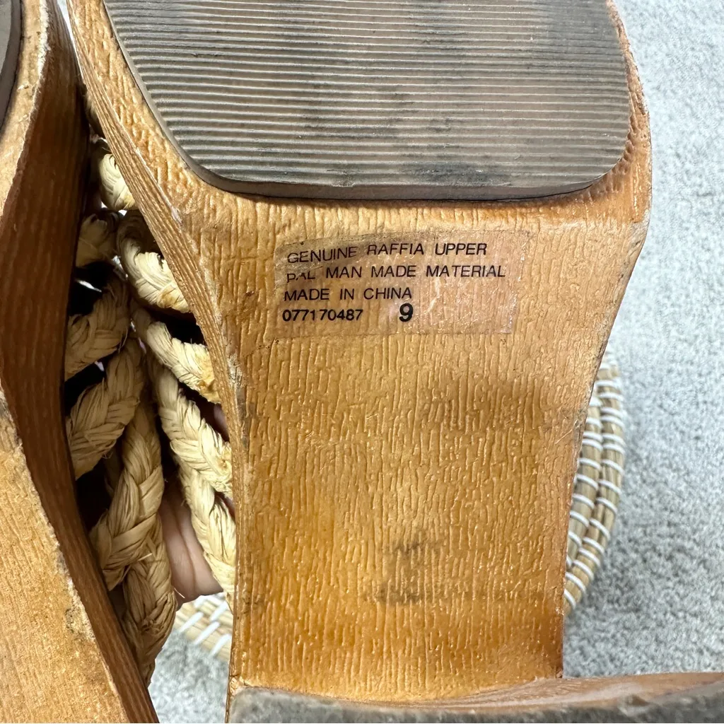 Xhilaration Women’s Vintage Y2K 90s Chunky Raffia Straw Sandals Block Heel Tan 9 - Image 12