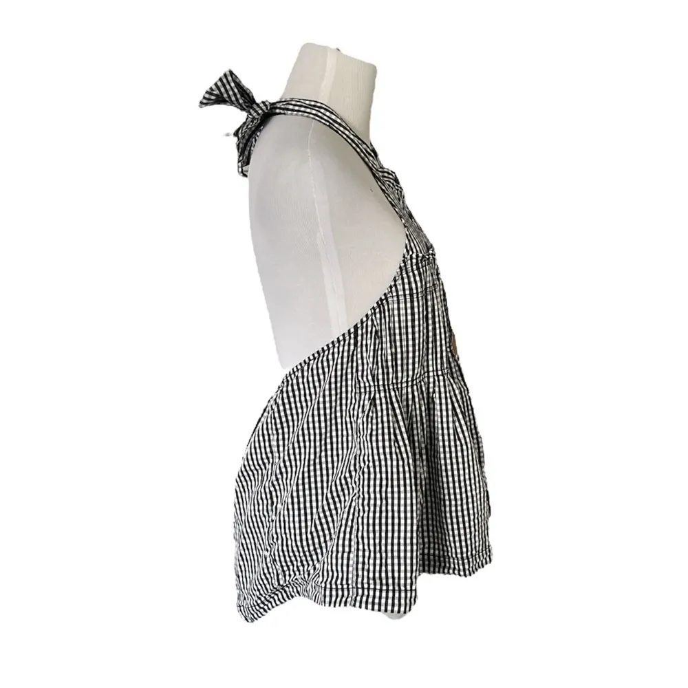 Free People Take it Easy Gingham Halter | Black/White | Small - Image 4