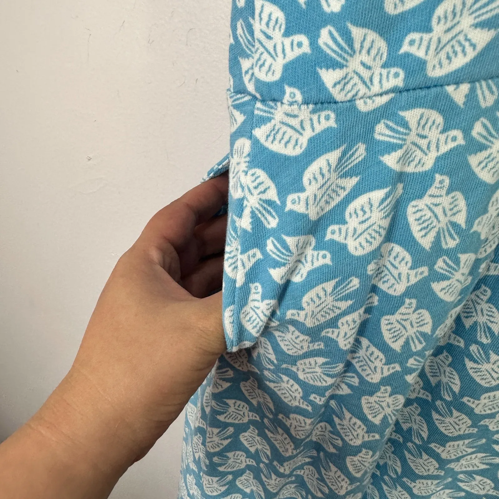 Boden Sheath Dress Womens 8 Blue Bird‎ Dove Print Whimsical Costal Preppy Cotton - Image 6