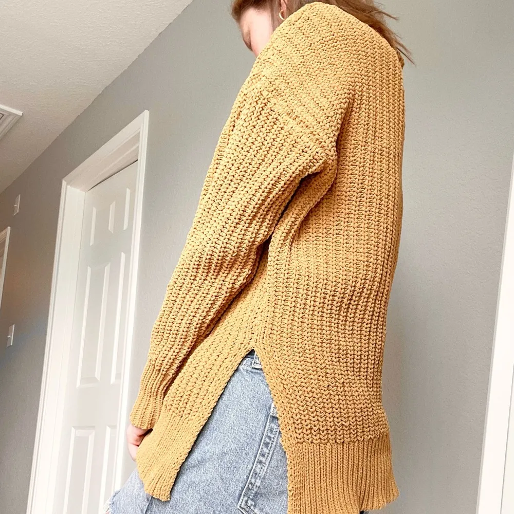 Aerie Yellow Chenille Knit Sweater - Image 4