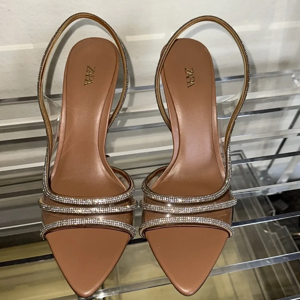 Gorgeous ZARA Rhinestone Vinyl High Heels - Image 4