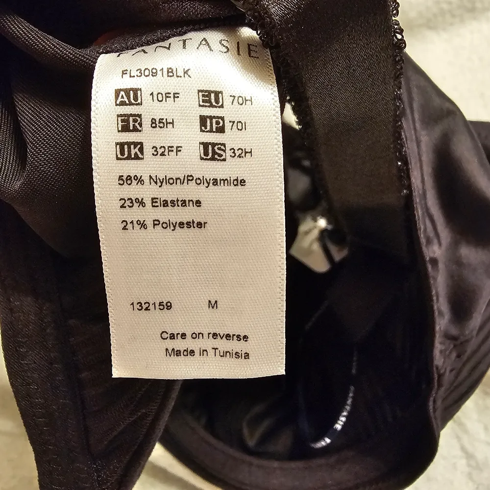 Fantasie Fusion Underwire Side Support 32H 32FF Black Bra Size undefined - Image 5