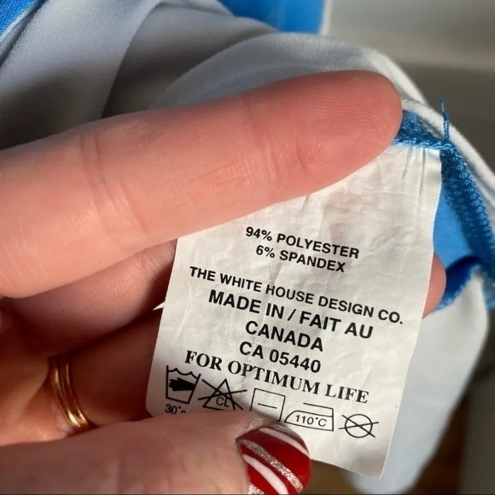 Sympli • Blue Light Grey Asymmetrical Blouse Stretchy Gray Size 6 - Image 6