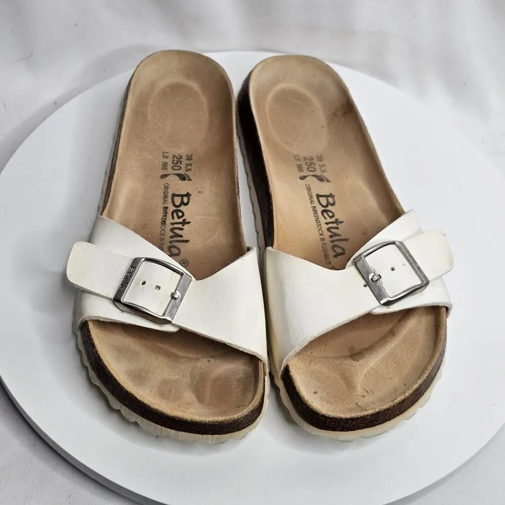 Women's Birkenstock Madrid Birko-Flor Buckle Slide Sandals White Sz EUR 39 US 8 - Image 3