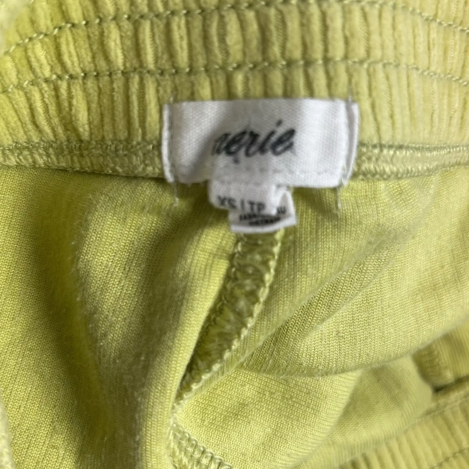 Aerie XS Chartreuse Rib Velour 70s Flare Pants | Retro Boho Wide Leg Trousers - Image 9